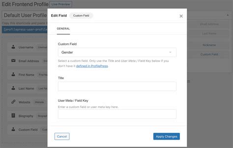 Adding Custom Fields To Wordpress User Profiles Profilepress