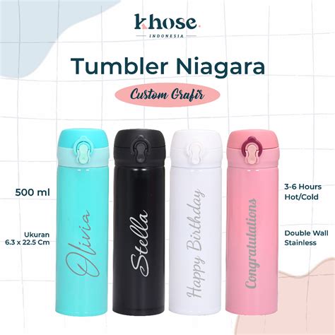 Jual Khose Tumblr Custom Niagara Ml Stainless Laser Grafir Cetak