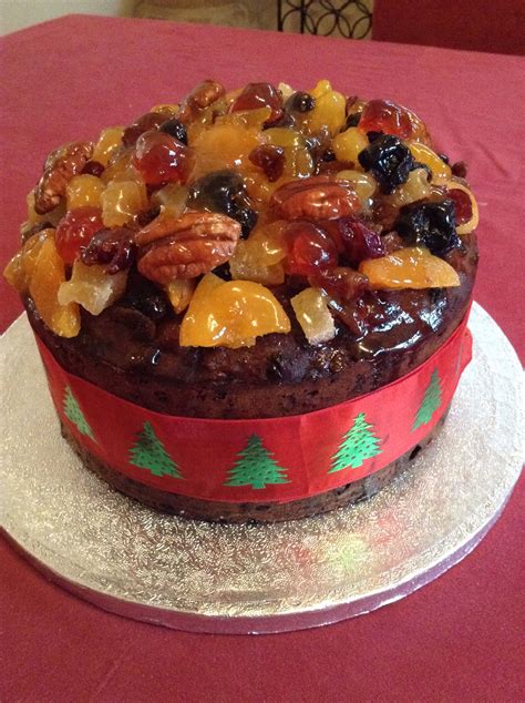 Naked Christmas Cake With Glazed Nuts And Cherries Supper In The