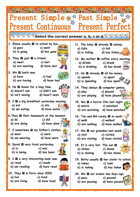 English Grammar Tenses Worksheets