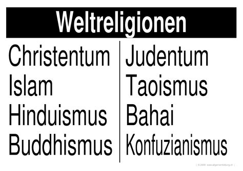 Weltreligionen Gratis Religion Lernplakat Wissens Poster 8500