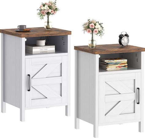 Amazon JUMMICO Farmhouse Nightstand Modern Bedside Table Set Of 2