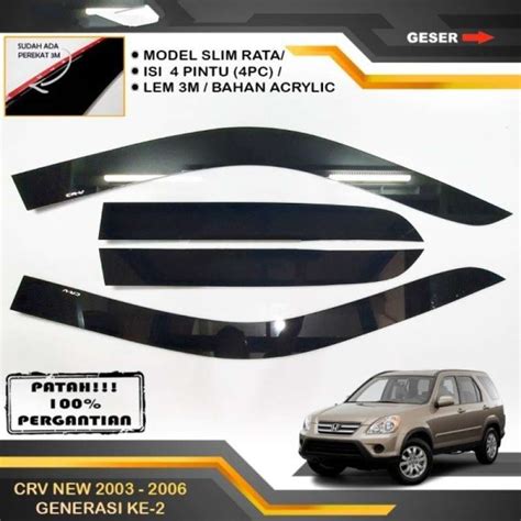 Jual Talang Air Pintu Mobil Honda Crv New Gen 2 2003 2006 Model Rata