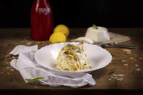 Egg Tagliolini With Ricotta Cheese Lemon And Almonds Pastaio Maffei