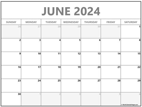 Blank June Calendar Printable Free Images Sunny Ernaline