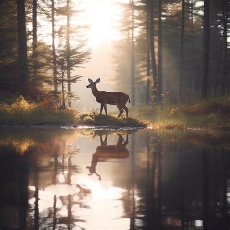 Premium Ai Image Reflections Of Serenity A Glasslike Lake Mirrors The