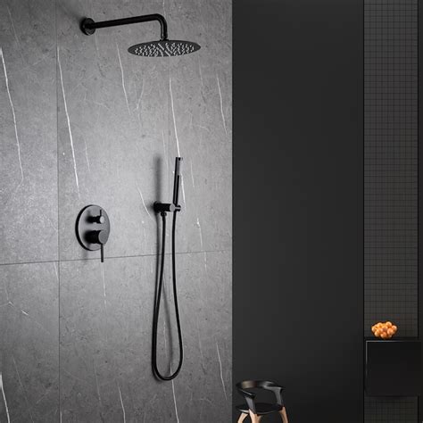 Wellfor Concealed Valve Showers System Matte Black Dual Head Waterfall