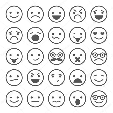 Set Of Smiley Icons Different Emotions Stock Vector Lilipom