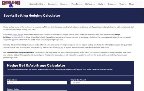 Hedge Bet Calculator Bettingtools