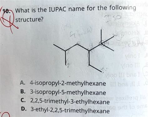 Solved 10 What Is The Iupac Name For The Following Structure Virc