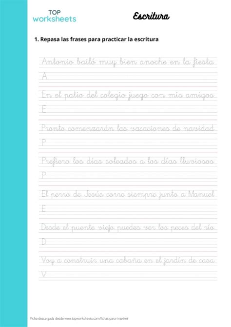 Practica La Escritura Ficha Para Imprimir Topworksheets