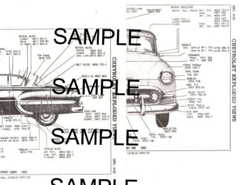 Purchase 1953 Chevrolet Bel Air 210 53 Body And Panel Diagrams Parts List