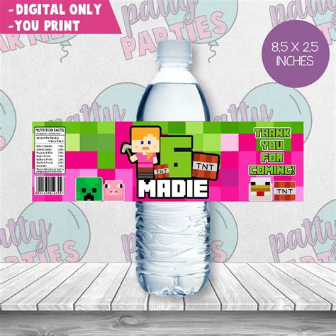 MINECRAFT WATER BOTTLE LABEL Bottle Labels Water Bottle Labels