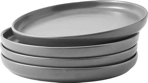 Bruntmor Juego De Platos De Cer Mica Gris De Pulgadas Bonitos