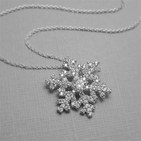 Large Sterling Silver Snowflake Pendant Necklace Etsy