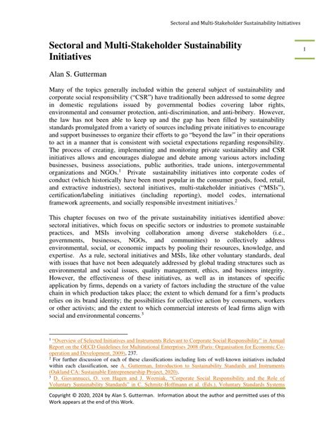 Pdf Sectoral And Multi Stakeholder Sustainability Initiatives