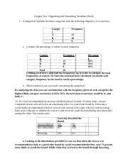 Chapter 2 Work Docx Chapter Two Organizing And Visualizing Variables