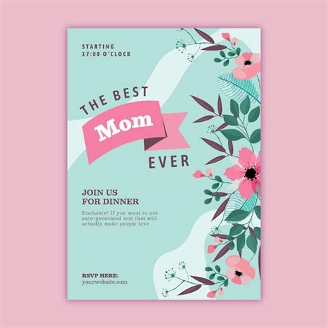 Free Vector Flat Mother S Day Invitation Template