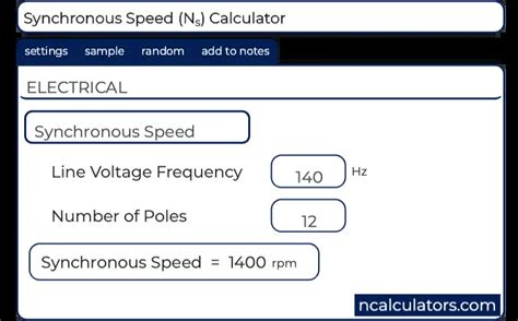 Synchronous Speed (N s ) Calculator