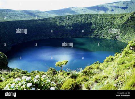 volcano with crater lake, Portugal, Azores Stock Photo - Alamy