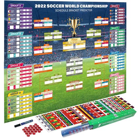 Buy 2 In 1 2022 World Cup Soccer Game Wall Chart Schedule Wall Backdrop