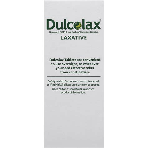 Dulcolax Laxative 5 Mg Comfort Coated Tablets 100 Each Delivery Or