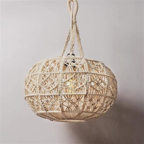 Bohemian Elegance Off White Macram Hanging Lamp Shade Inch Width