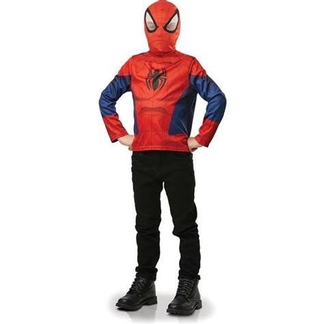 Déguisement Spiderman Enfant Haut à Manches Longues Et Cagoule Rouge