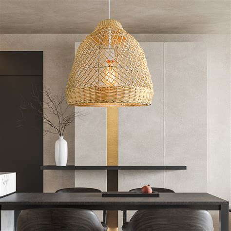 Arturest Creative Handwoven Rattan Lampshade Pndant Light For Bedroom