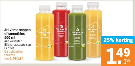 Ah Verse Sapper Of Smoothies Ml Aanbieding Bij Albert Heijn