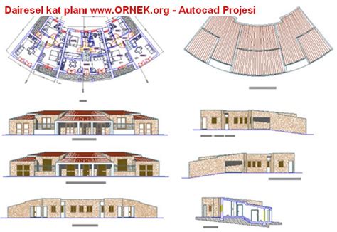 Dairesel kat planı dwg projesi Autocad Projeler