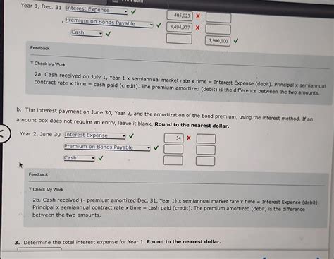 Solved Bond Premium Entries For Bonds Payable Transactions