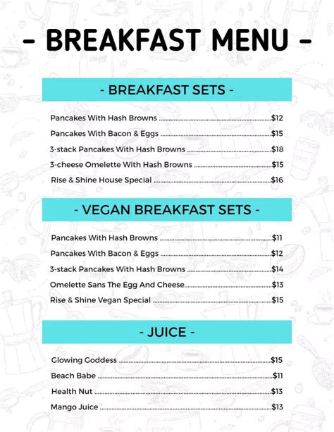 40 Free Online Breakfast Menu Templates Photoadking