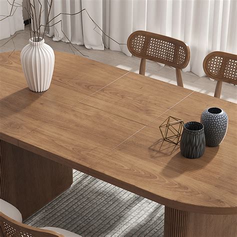 Japandi Oval Extendable Dining Table With Butterfly Leaf