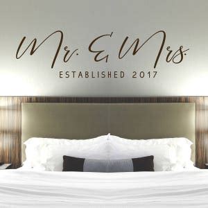 Mr Mrs Wall Decal Master Bedroom Wall Decor Established Etsy