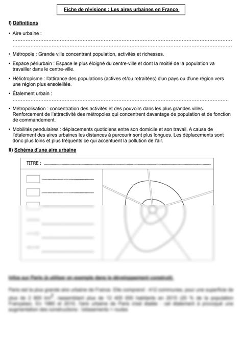 Solution Fiche De R Visions Aires Urbaines Pdf Studypool