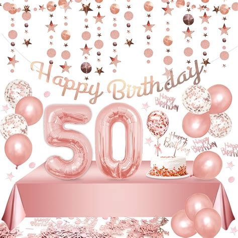 50th Birthday Party Decorations Rose Gold Supplies Big Set