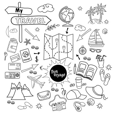 Doodle Set Of Travel Vector Icons 2182056 Vector Art At Vecteezy