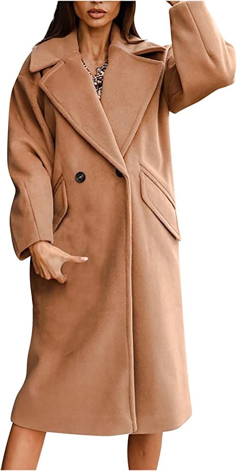 Rosennie Damen Winterm Ntel Zweireiher Trenchcoat Jacke Revers