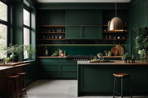 Elevate Your Space with Modern Dark Green Kitchen Cabinets