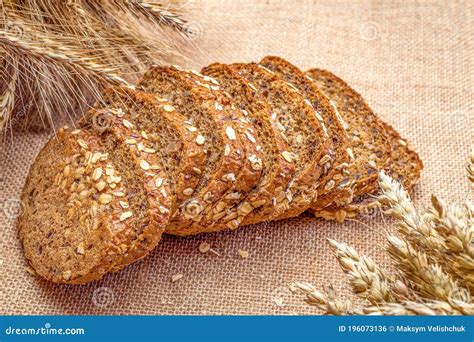 Rye Bread Isolated Bakery With Crusty Loaves And Crumbs Stock Photo