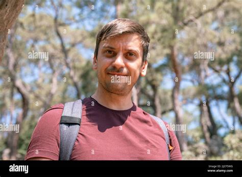 Portrait Of Face Happy Smiling Unshaven Mature 40 Years Man Solo