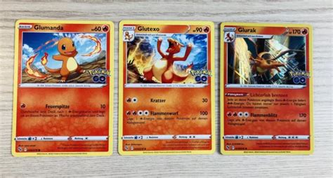 GLUMANDA GLUTEXO GLURAK POKÉMON GO Karten Sammlung Original Deutsch