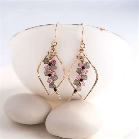 Jewelled Tusk Leaf Hoop Earrings Sarah Hickey Jewellery