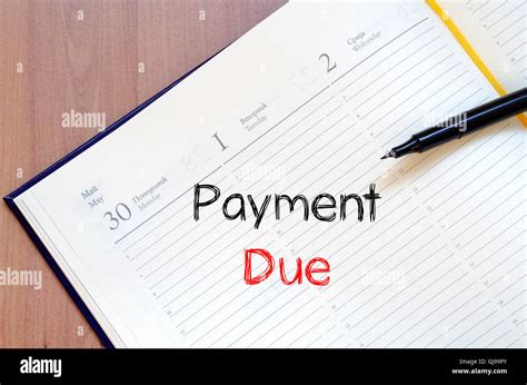 payment due text concept write  notebook stock photo alamy