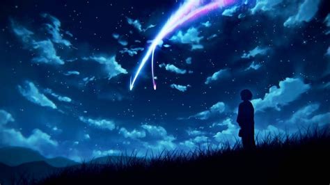 Anime Night Sky Mitsuha Miyamizu Dark Starry Night Kimi No Na Wa