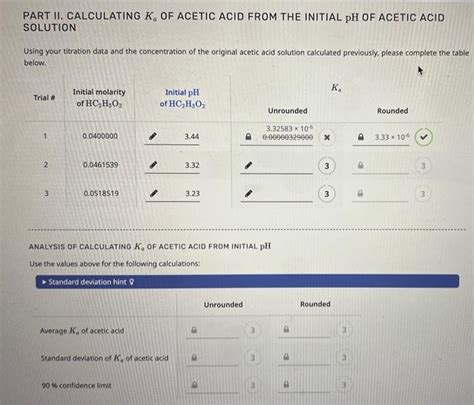 Solved PART II. CALCULATING Ka OF ACETIC ACID FROM THE | Chegg.com