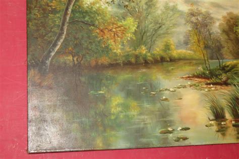 Rivière au printemps huile sur toile époque début 20 ème