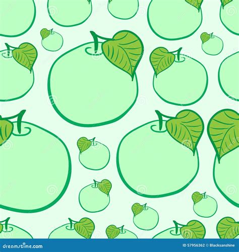 Seamless Green Apples Stock Vector Illustration Of Graphics 57956362