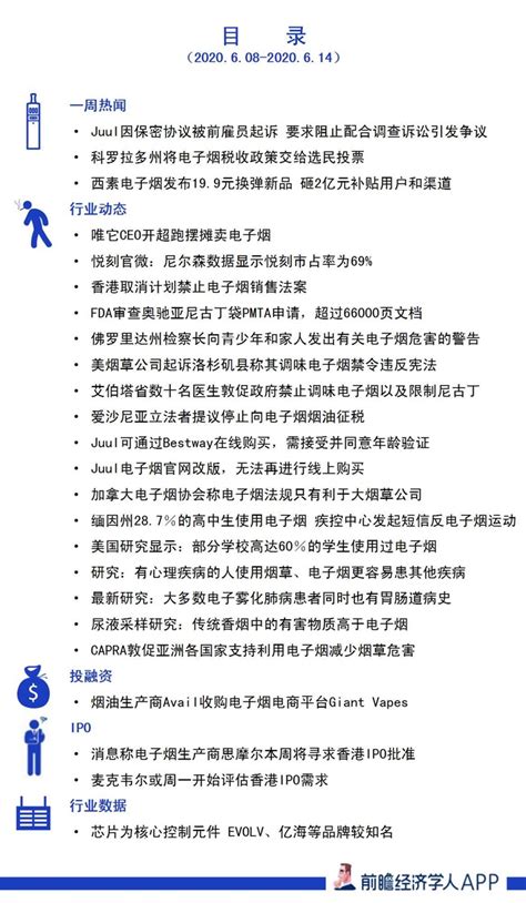 前瞻电子烟产业全球周报第53期：科罗拉多州将电子烟税收政策交给选民投票产经前瞻经济学人